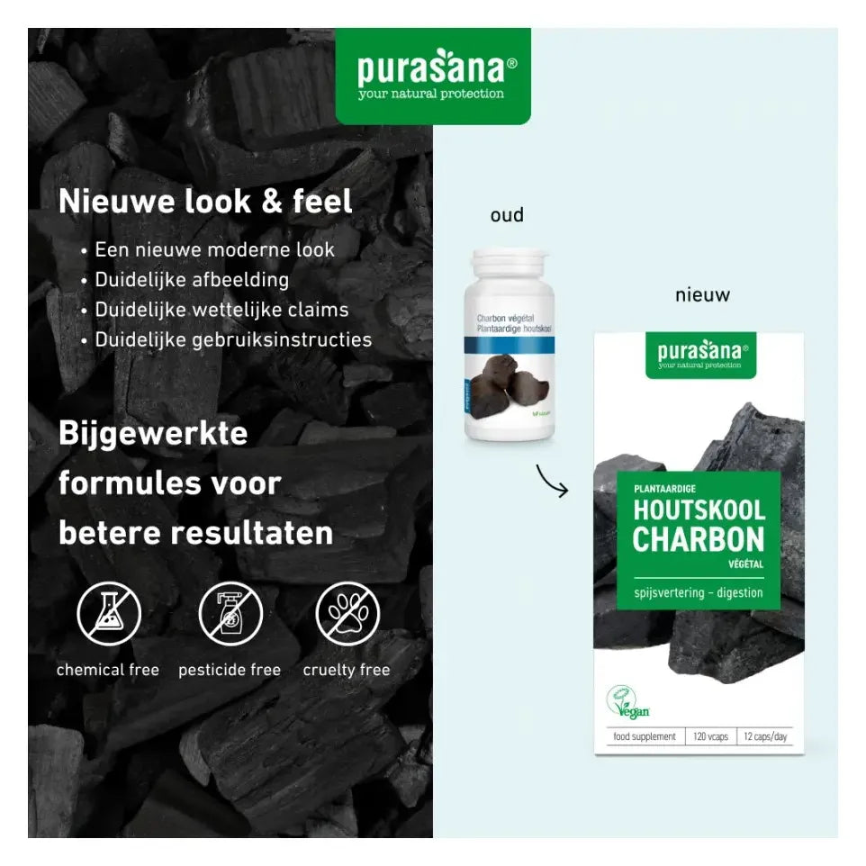 Purasana Plantaardige houtskool 120 vcaps