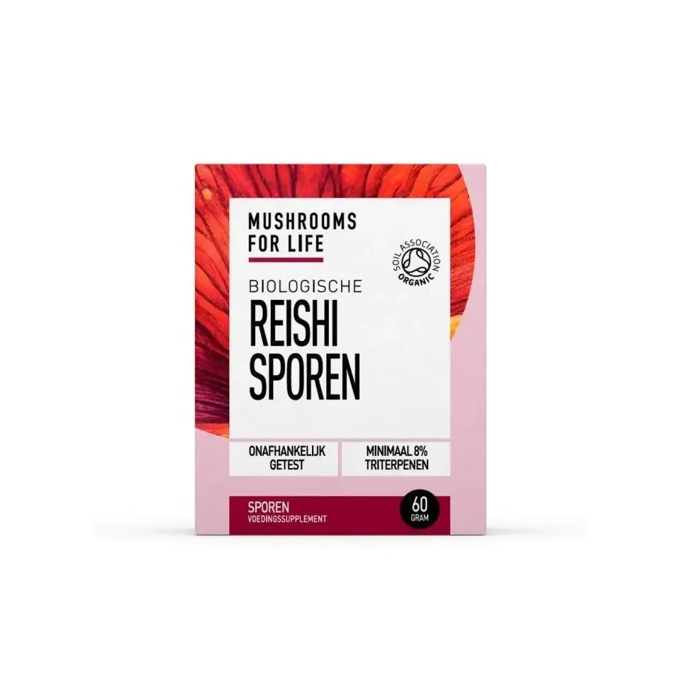Mushrooms For Life Reishi sporen poeder biologisch 60 gram