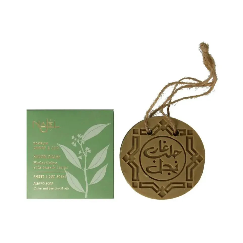 Najel Aleppo zeep amber oud aroma aan koord 150 gram