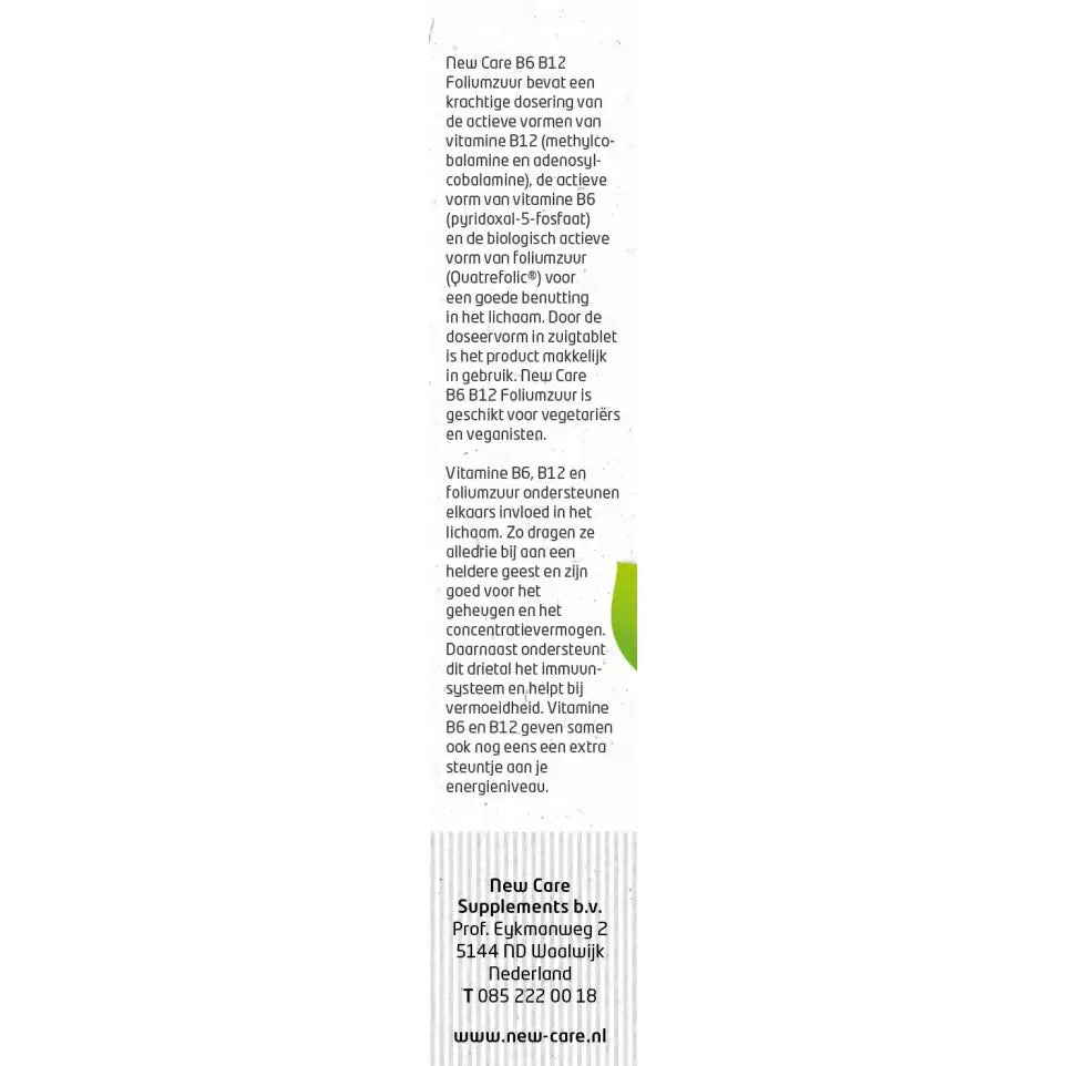 New Care B6 B12 Foliumzuur 60 zuigtabletten