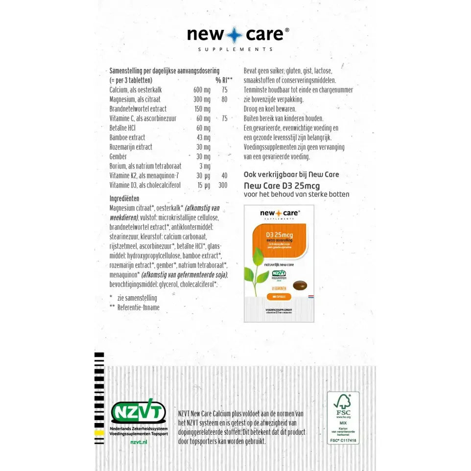 New Care Calcium plus 60 tabletten