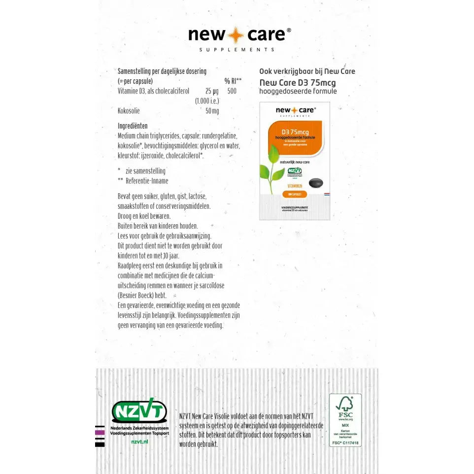 New Care Vitamine D3 25 mcg 100 capsules