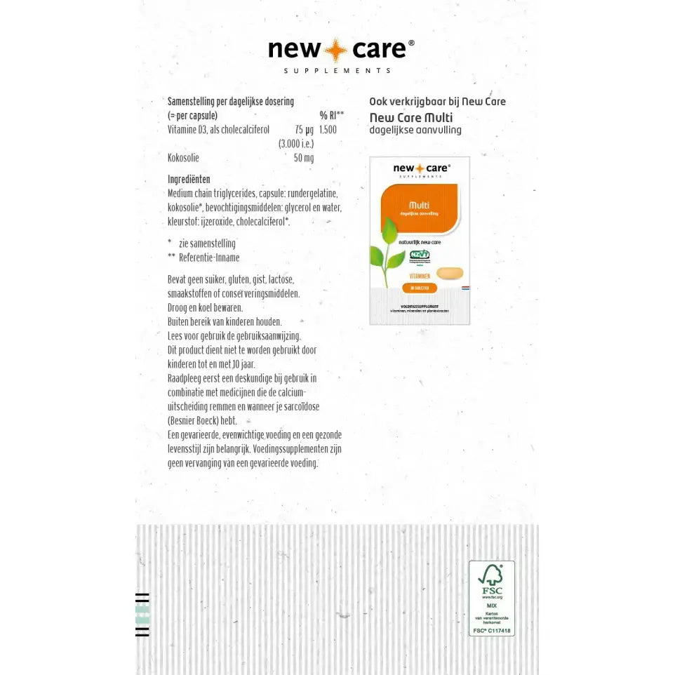 New Care Vitamine D3 75 mcg 100 capsules