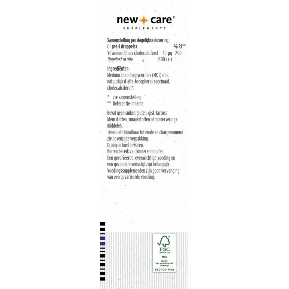 New Care D3 druppels oliebasis 25 ml