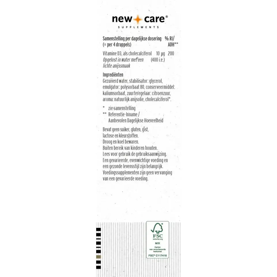 New Care D3 druppels waterbasis 25 ml
