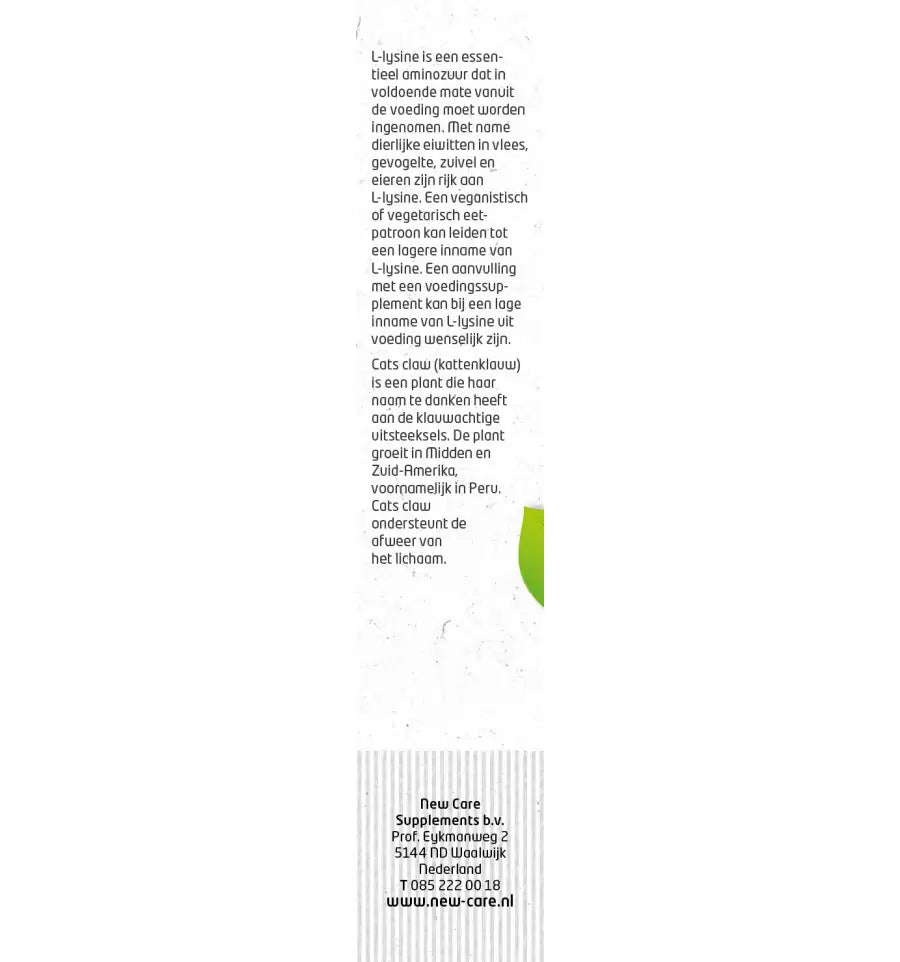 New Care L-Lysine cats claw 60 tabletten (afbeelding 3)