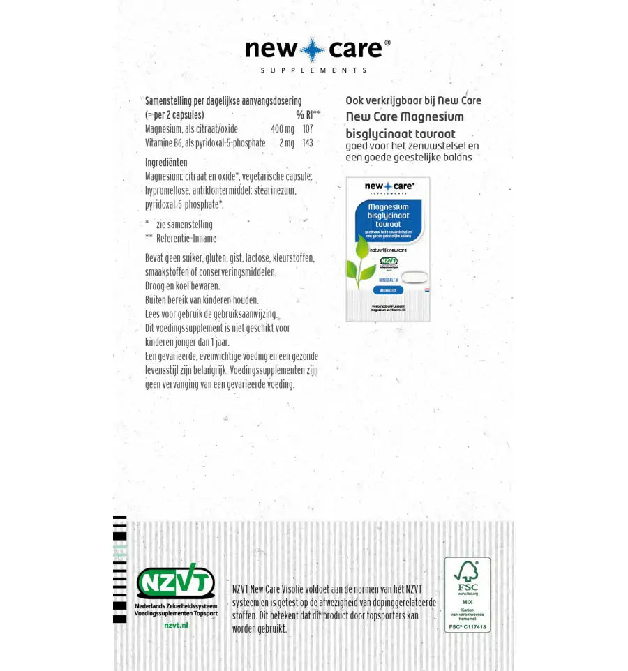 New Care Magnesium 60 vcaps (afbeelding 2)