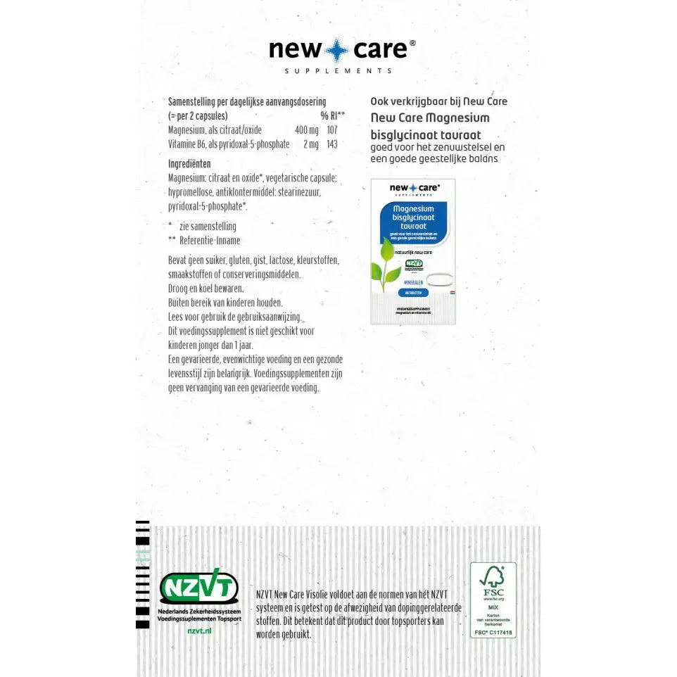 New Care Magnesium 60 vcaps (afbeelding 2)