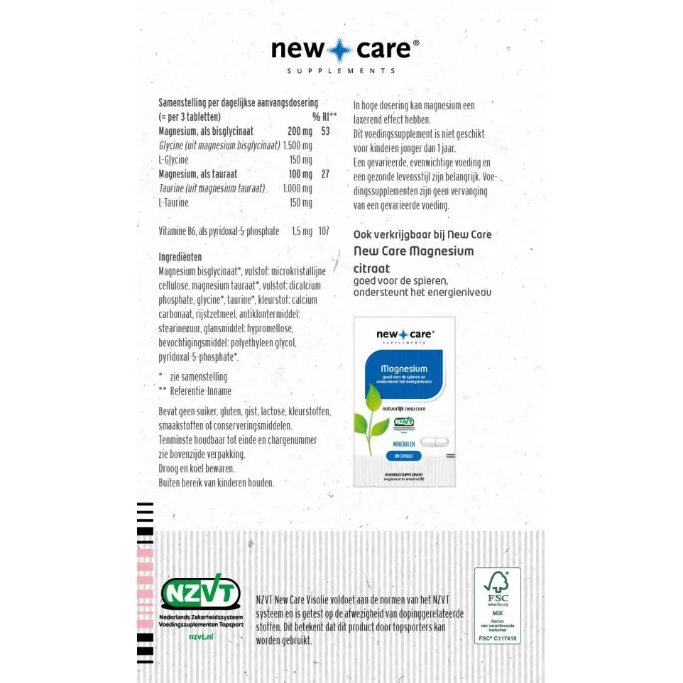 New Care Magnesium bisglycinaat 120 tabletten