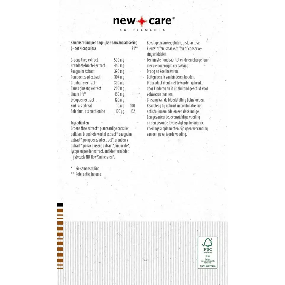 New Care Prostaat & urinewegen 60 vcaps
