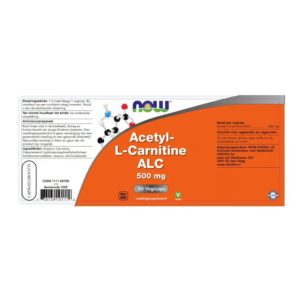 NOW Acetyl L-Carnitine 500 mg 50 vcaps