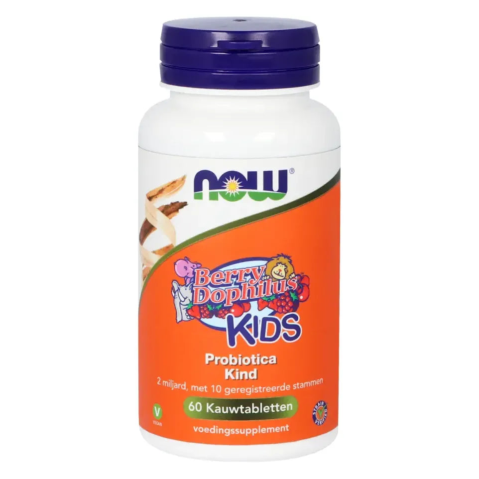 NOW Berry Dophilus™ Kids probiotica kind 60 kauwtabletten