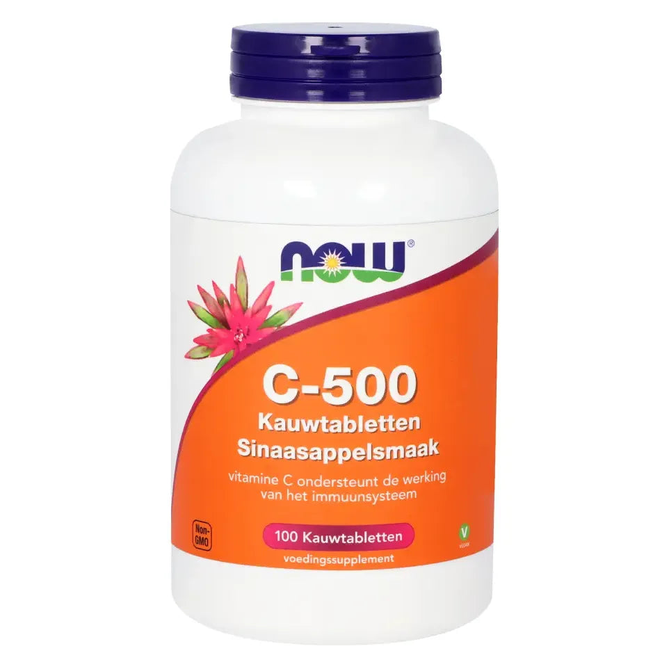 NOW C-500 sinaasappelsmaak 100 kauwtabletten
