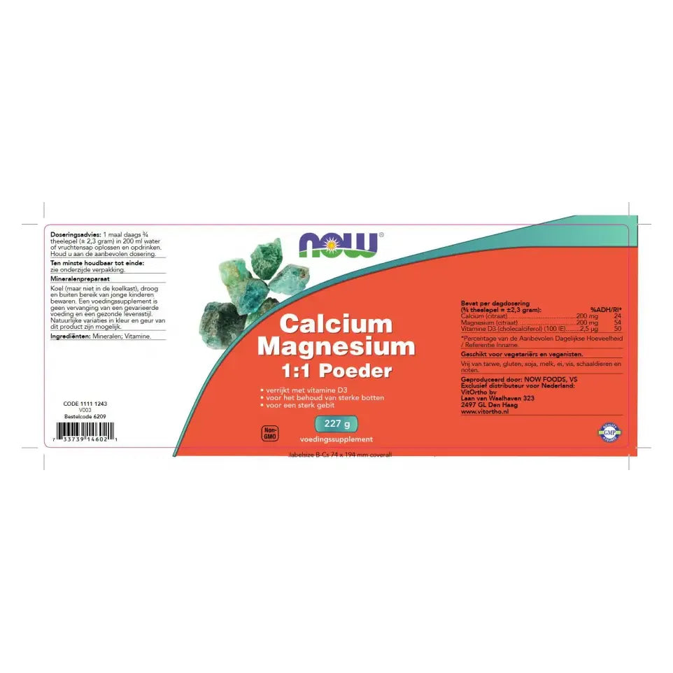 NOW Calcium & magnesium 1:1 227 gram