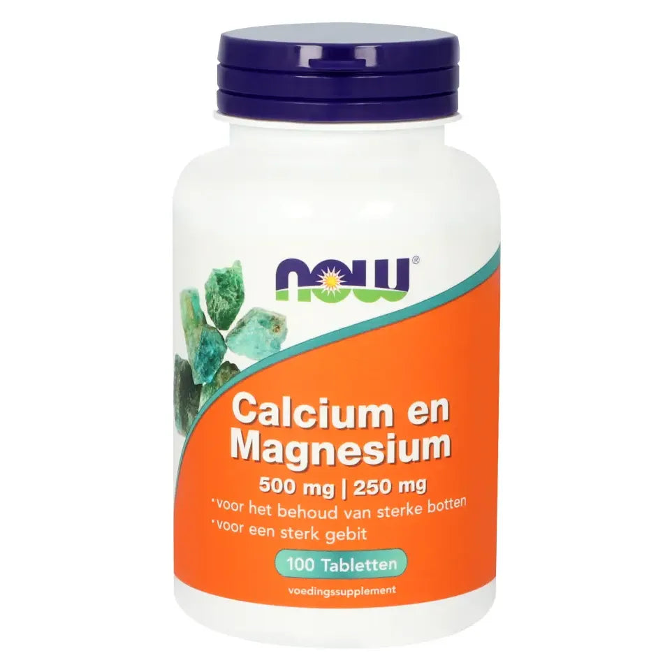 NOW Calcium 500 mg en magnesium 250 mg 100 tabletten