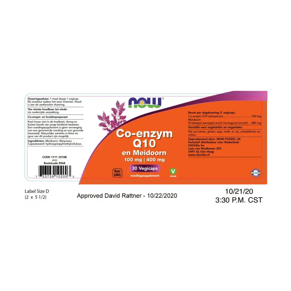 NOW Co-Q10 100 mg met meidoorn 30 vcaps