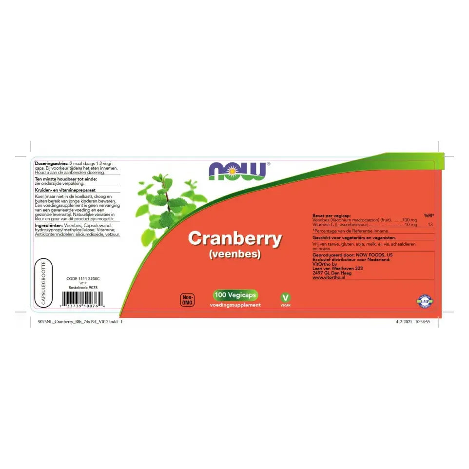 NOW Cranberry (veenbes) 100 vcaps