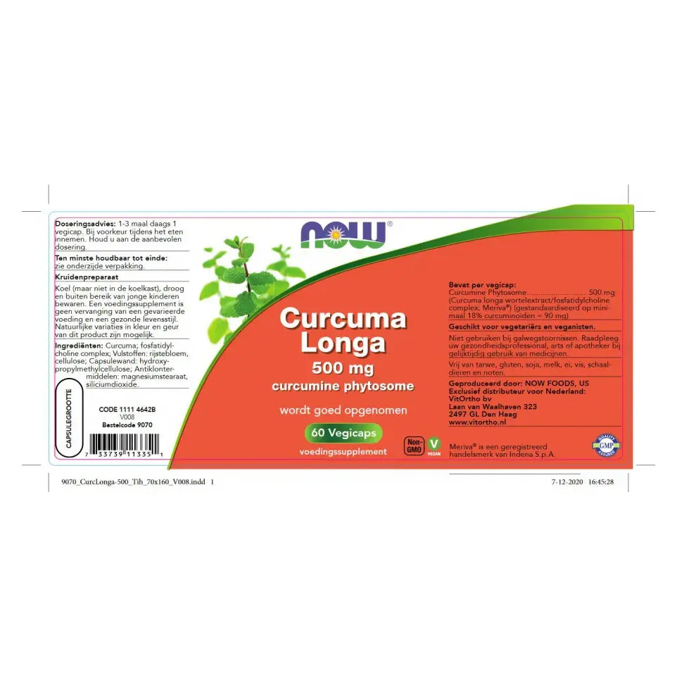 NOW Curcuma Longa 500 mg (Curcumine Phytosome) 60 vcaps