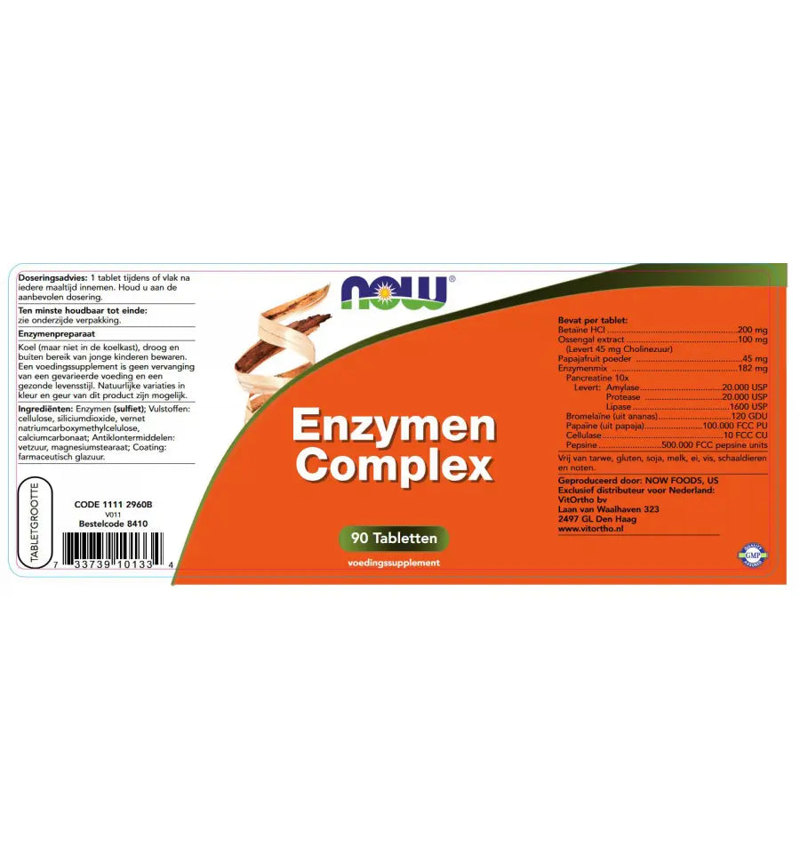 NOW Enzymen complex 90 tabletten (afbeelding 2)