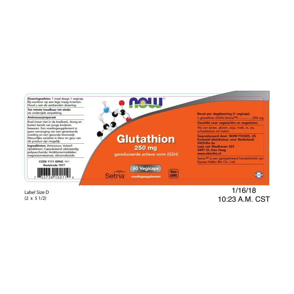 NOW Glutathion 250 mg 60 vcaps