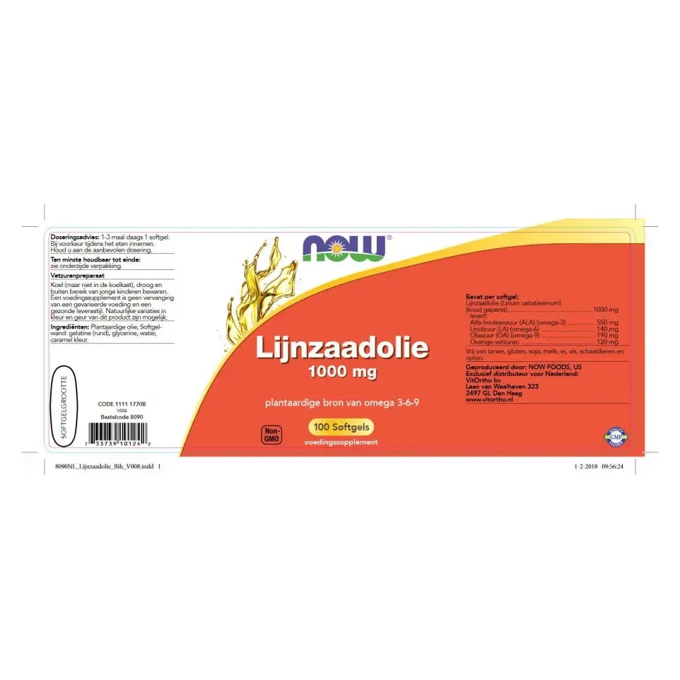 NOW Lijnzaadolie 1000 mg 100 softgels