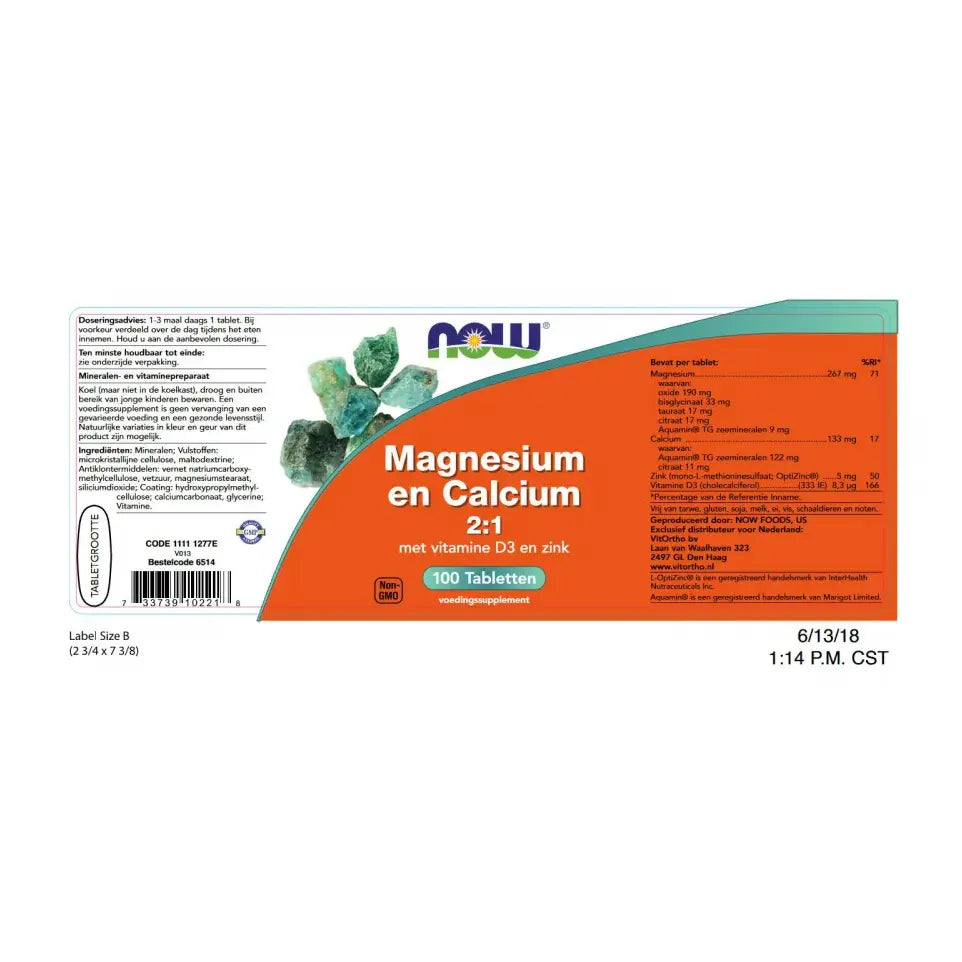 NOW Magnesium & calcium 2:1 100 tabletten