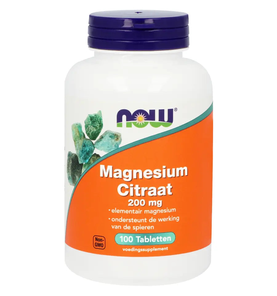 NOW Magnesium citraat 200 mg 100 tabletten (afbeelding 1)
