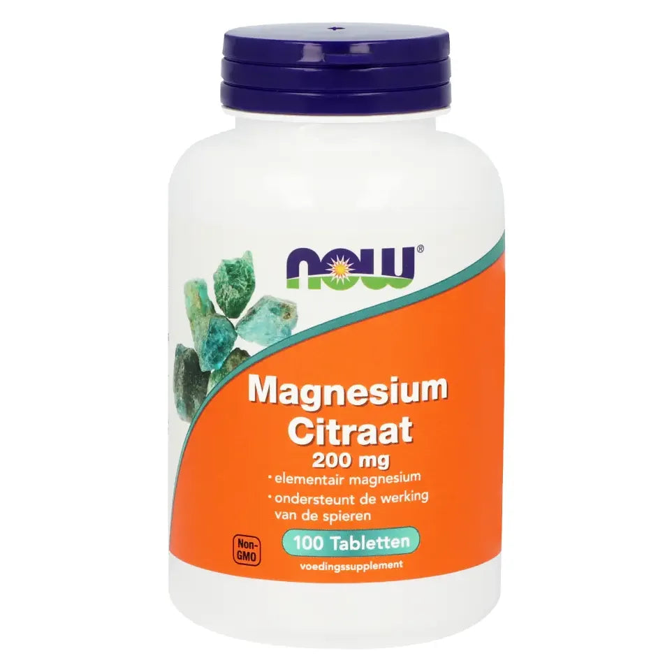 NOW Magnesium citraat 200 mg 100 tabletten (afbeelding 1)