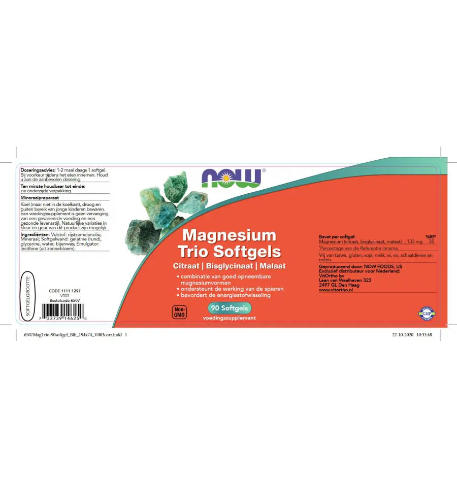 NOW Magnesium trio 90 softgels (afbeelding 2)