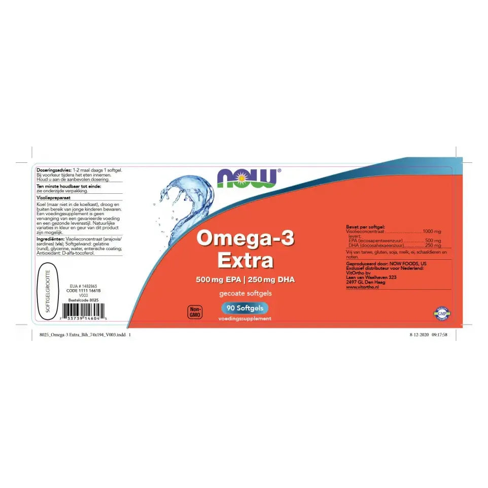 NOW Omega-3 Extra 500 mg EPA 250 mg DHA 90 softgels