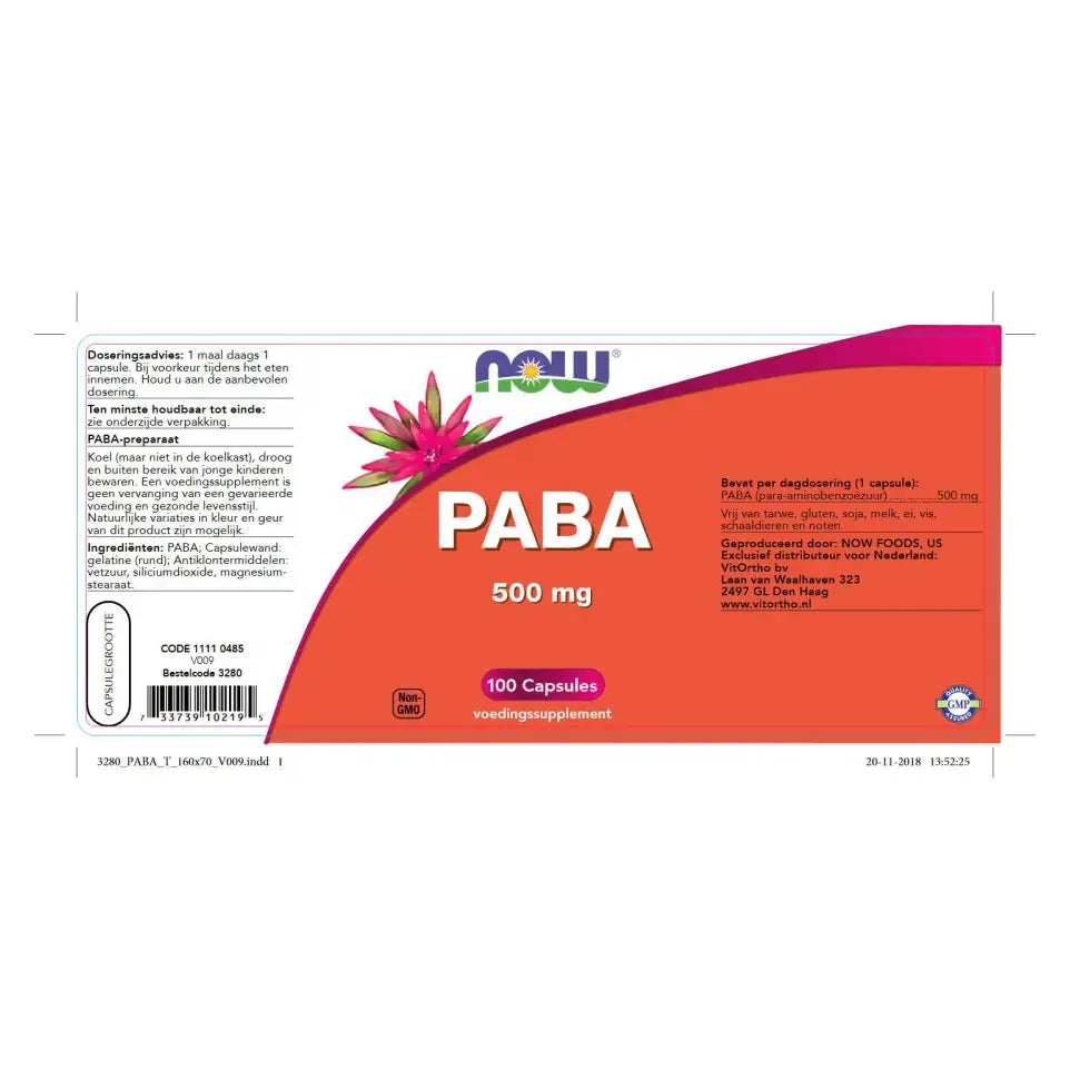 NOW PABA 500 mg 100 capsules