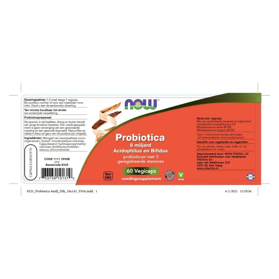 NOW Probiotica 8 miljard acidophilus en bifidus 60 vcaps