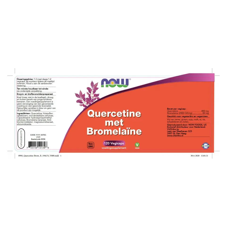 NOW Quercetine met bromelaine 120 vcaps