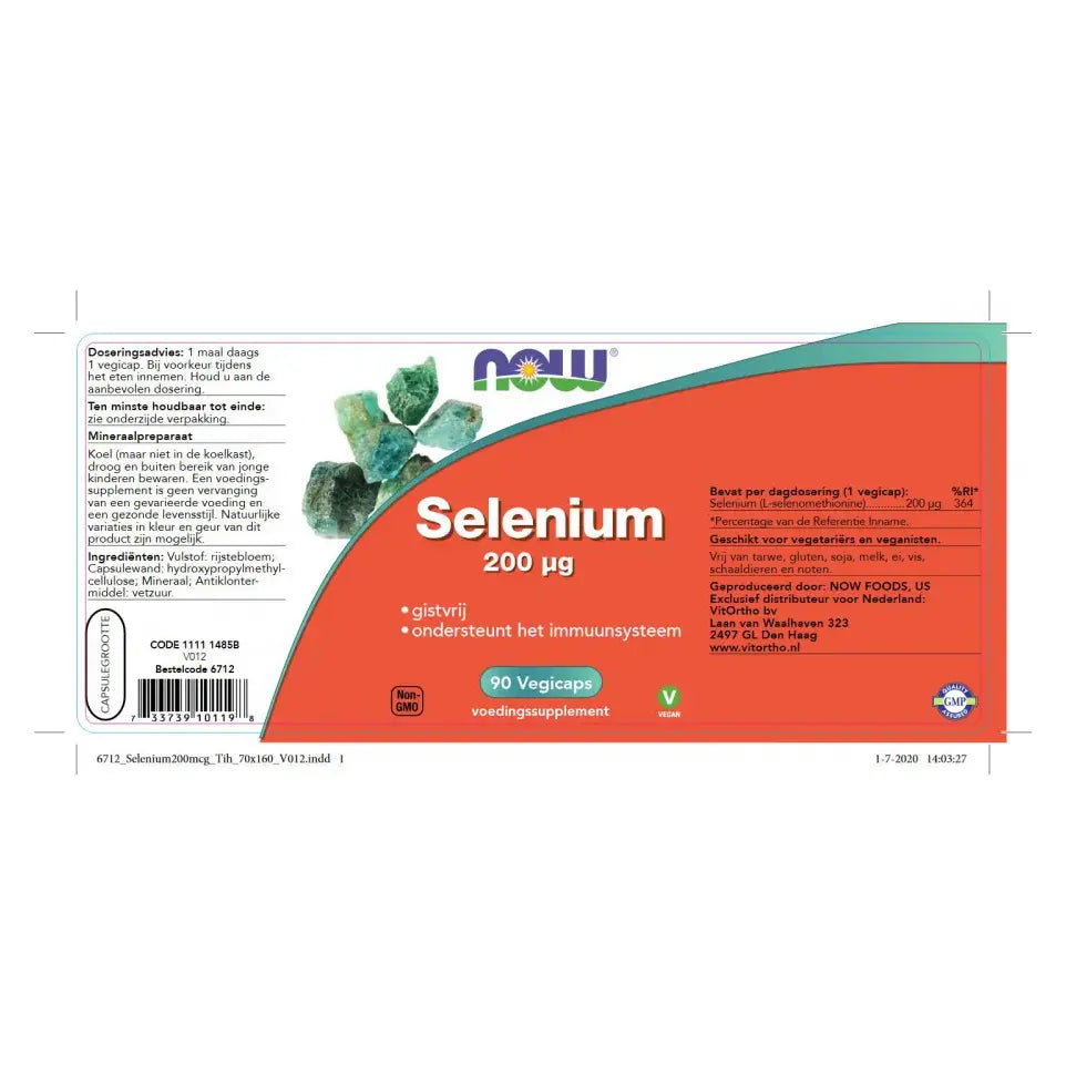 NOW Selenium 200 mcg 90 vcaps