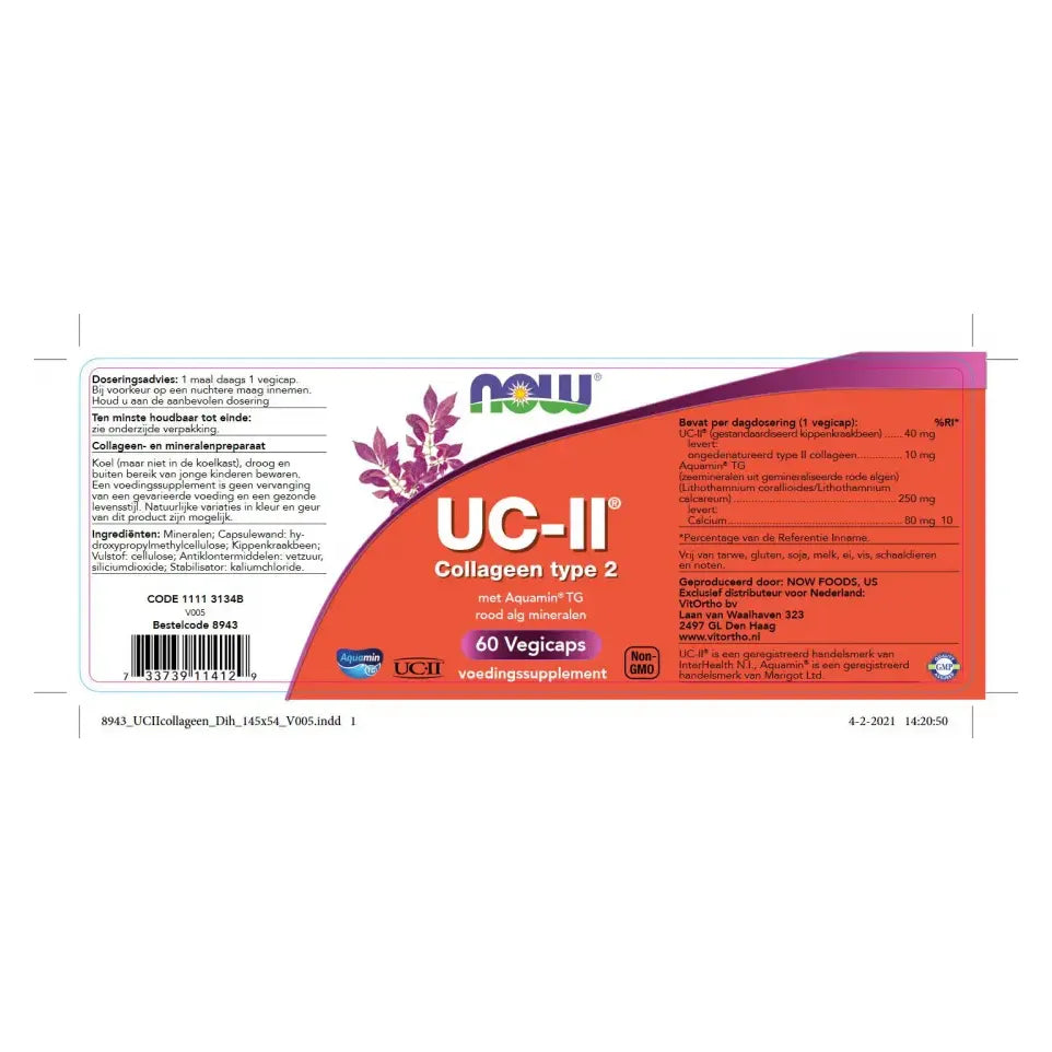 NOW UC-II Collageen type 2 60 vcaps