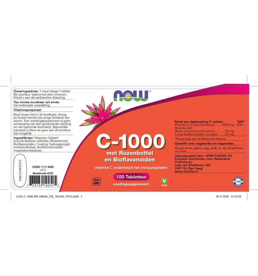 NOW Vitamine C-1000 met rozenbottel en bioflavonoiden 100 (afbeelding 2)
