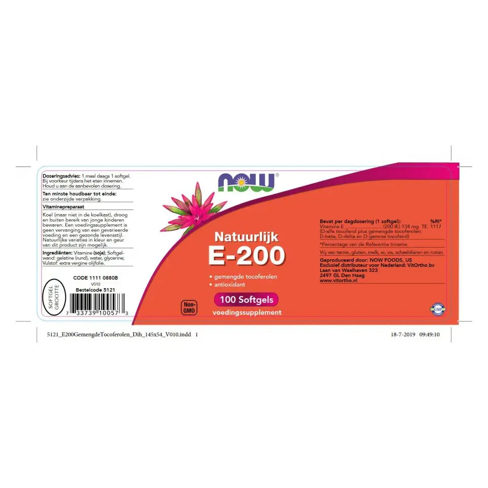 NOW Vitamine E-200 natuurlijke gemengde tocoferolen 100 softgels