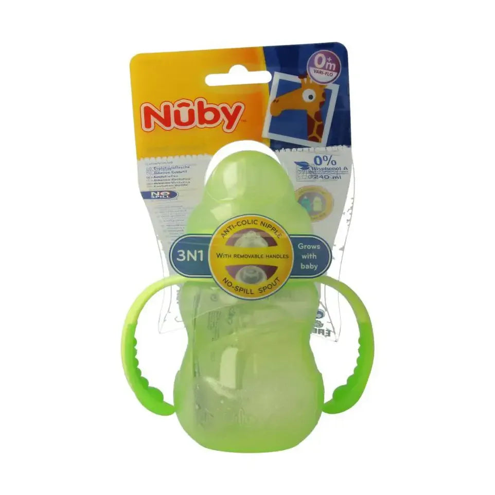 Nuby Trainingsfles anti lekspeen en anti lektuit 0+