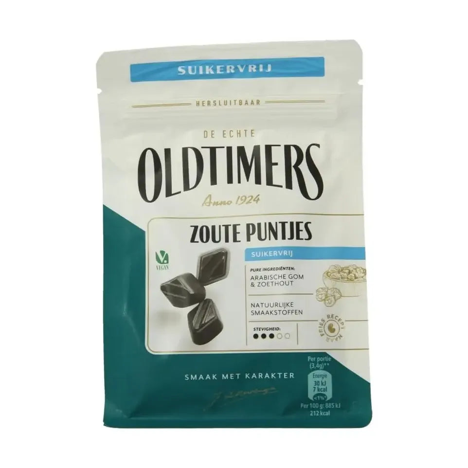 Oldtimers Zoute puntjes suikervrij 100 gram