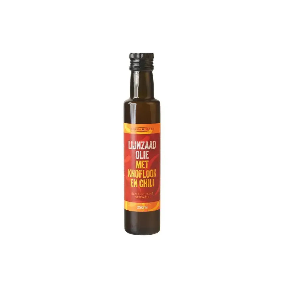Omega en More Lijnzaadolie garlic chilly 250 ml
