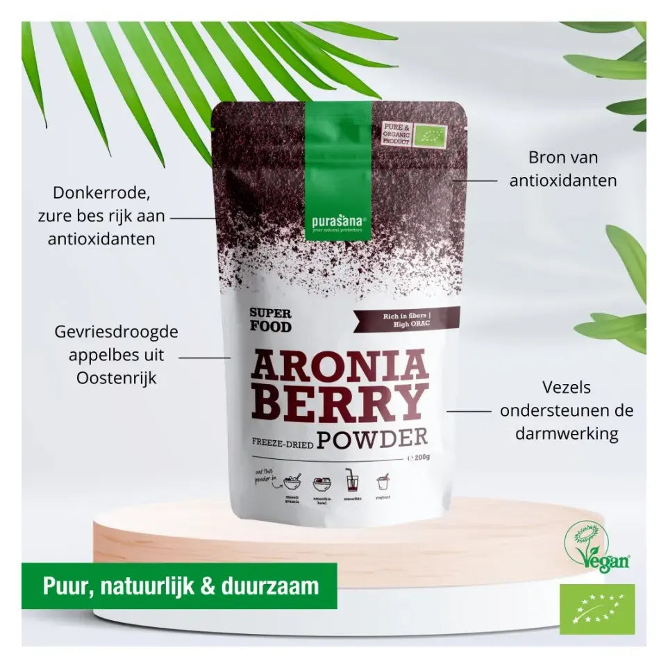 Purasana Aronia appelbespoeder vegan biologisch 200 gram