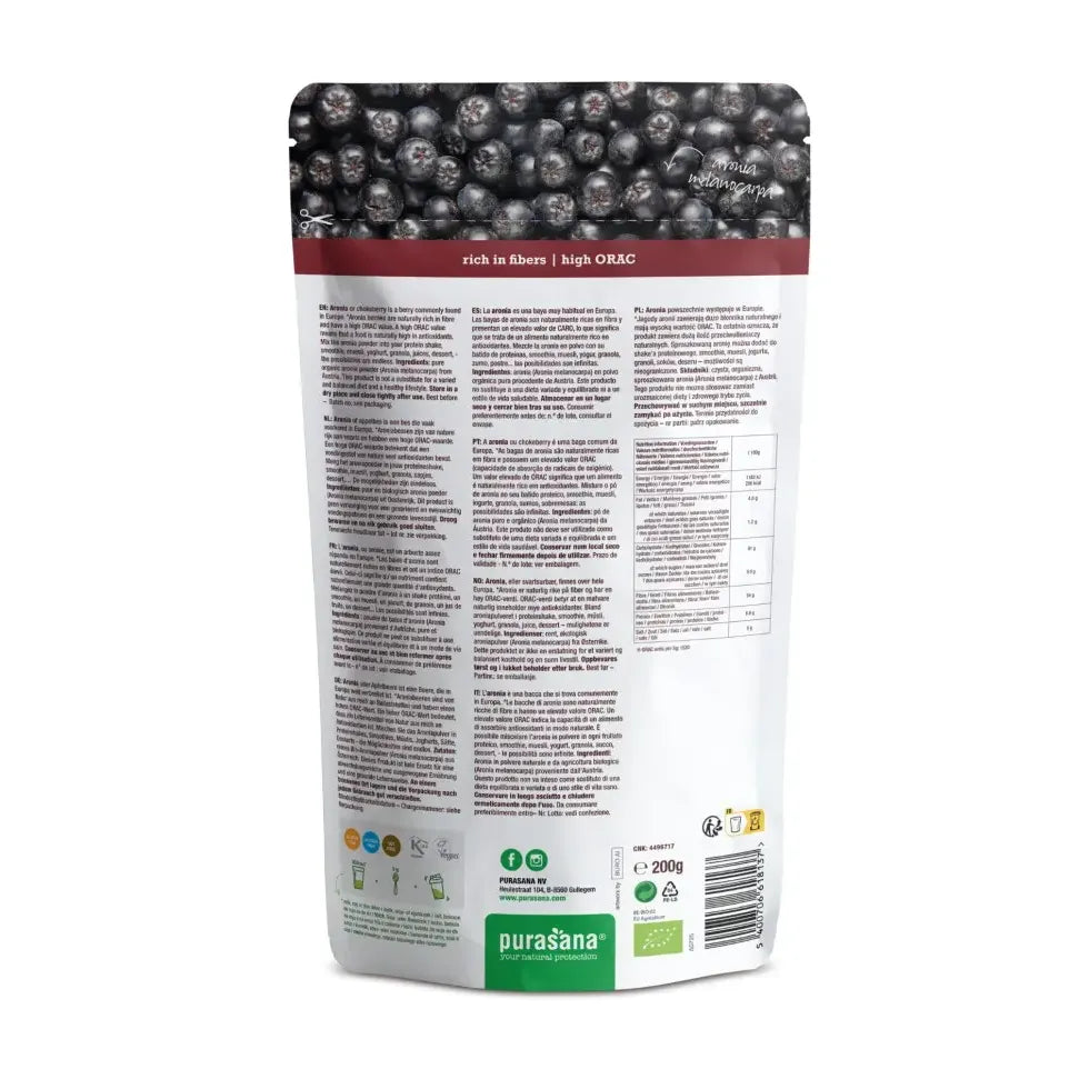 Purasana Aronia appelbespoeder vegan biologisch 200 gram