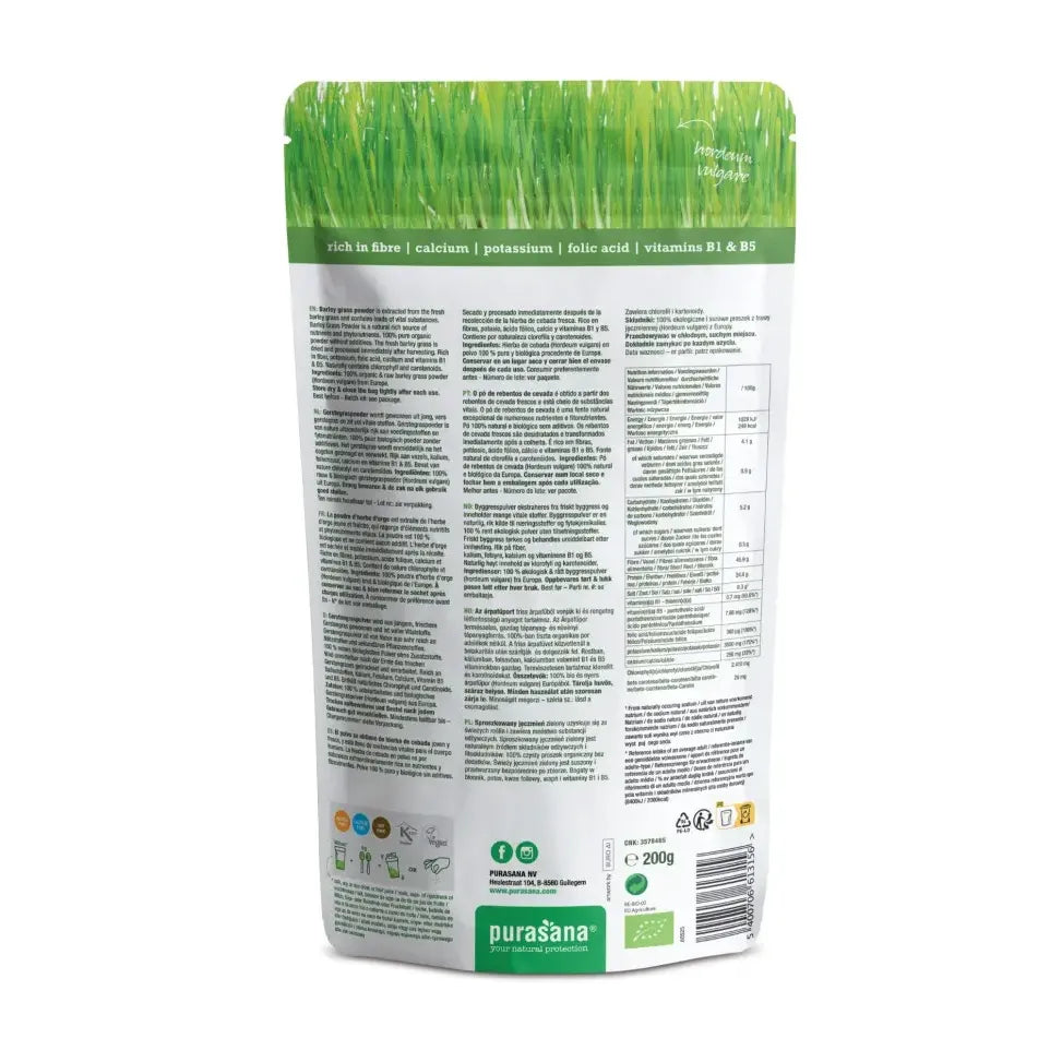 Purasana Gerstegras barley grass poeder 200 gram