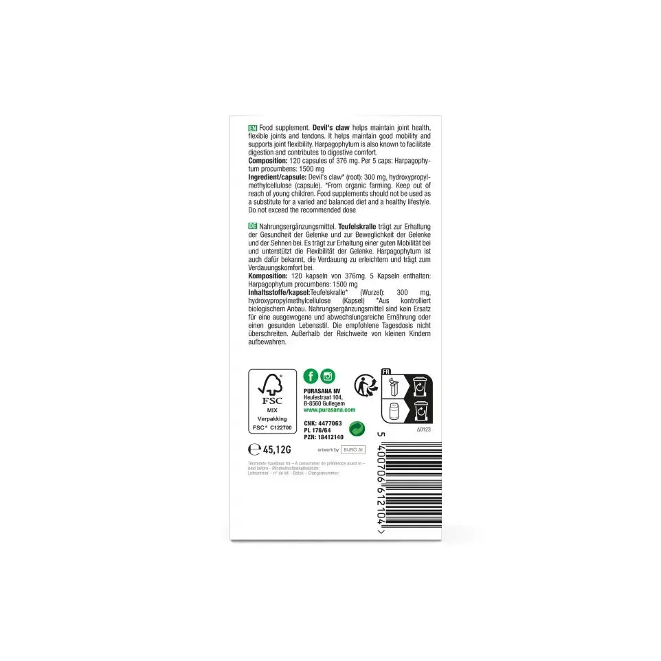 Purasana Duivelsklauw 120 vcaps