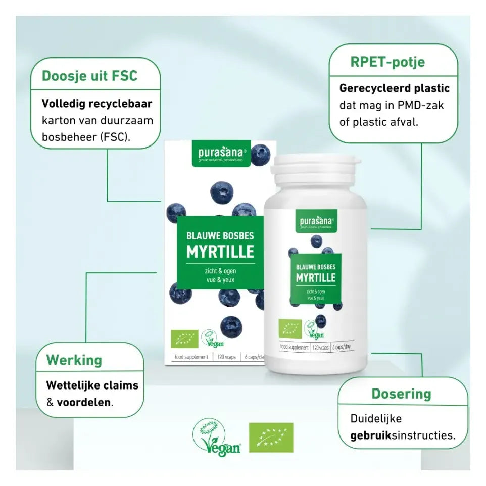 Purasana Blauwe Bosbes bio 120 vcaps