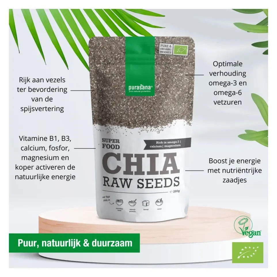 Purasana Chia zaad 200 gram (afbeelding 3)