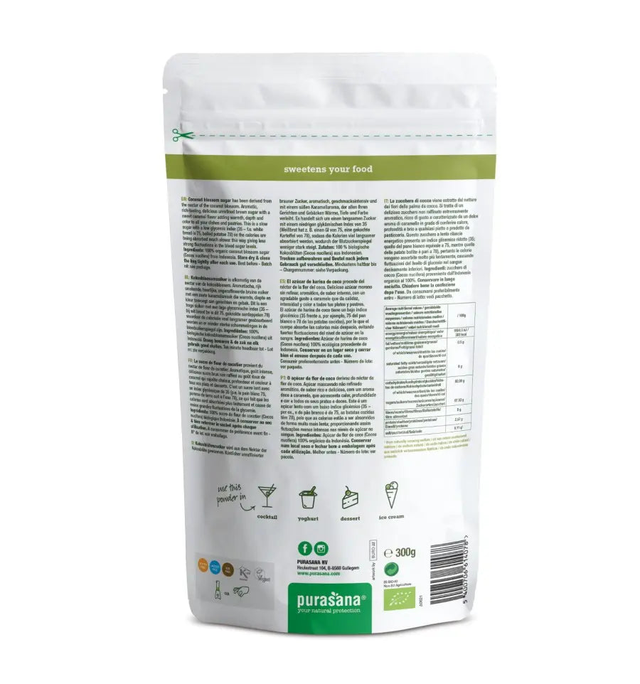 Purasana Kokosbloesemsuiker 300 gram (afbeelding 2)