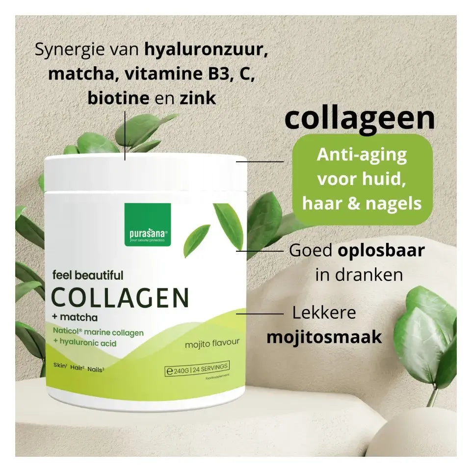 Purasana Collageen matcha feel beautiful 240 gram