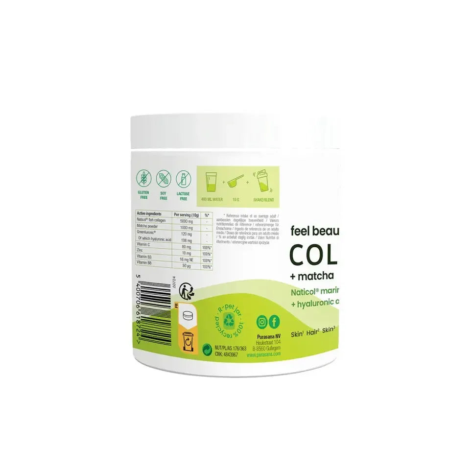 Purasana Collageen matcha feel beautiful 240 gram