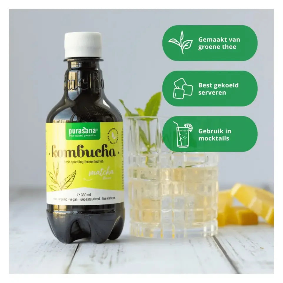 Purasana kombucha fresh spark tea matcha 330 ml